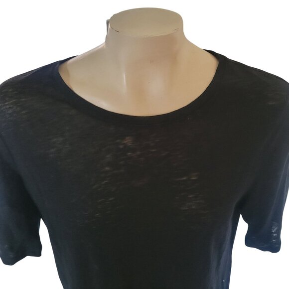 Who What Wear Black Linen Semi-Sheer Lightweight Short Sleeve Womens‎ Top Size L - Picture 3 of 6